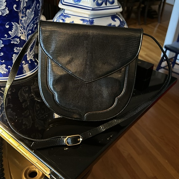 YSL Vintage Snake Embossed Black Shoulder - Picture 2 of 5